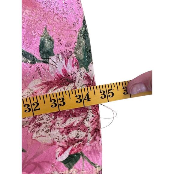 Tahari by ASL Women's Pink Floral Print Metallic Bow Fit & Flare Dress Size 2 - Picture 6 of 7